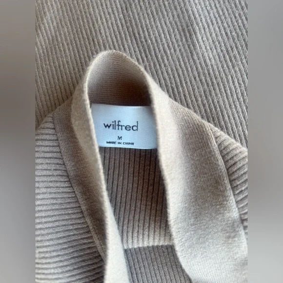 Wilfred Aritzia Ribbed Halter Midi Dress | Bodycon Slit Neutral - Picture 5 of 5